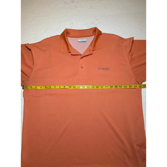 Columbia PFG Polo Shirt Mens L Omni Shade Orange Vented Fishing - Picture 3 of 8